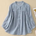 thumbnail image 1 of LVHAOGJOB Womens Cotton Linen Shirts Plus Size 3/4 Sleeve Tops Solid Color Crew Neck Causal T Shirt for Tees Loose, 1 of 3