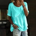 thumbnail image 1 of LVHAOGJOB Womens Crew Neck Tops Short Sleeve T Shirt Holiday Solid Color Summer Shirts for Ladies, 1 of 9