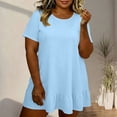 thumbnail image 1 of LVHAOGJOB Womens Dress Short Sleeve Swing Mini Dress A Line Flowy Boho Ruffle Summer 3XL Sundress for Ladies Print, 1 of 7