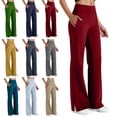 thumbnail image 1 of LVHAOGJOB Womens Full Length Yoga Pants Elastic Waisted Leggings Stretchy with Pockets Soft Pants for Juniors Solid, 1 of 1