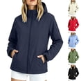 thumbnail image 1 of LVHAOGJOB Womens Hooded Rain Jackets Long Sleeve Plus Size Full Zipper Lightweight Coats for Ladies with Pockets, 1 of 7