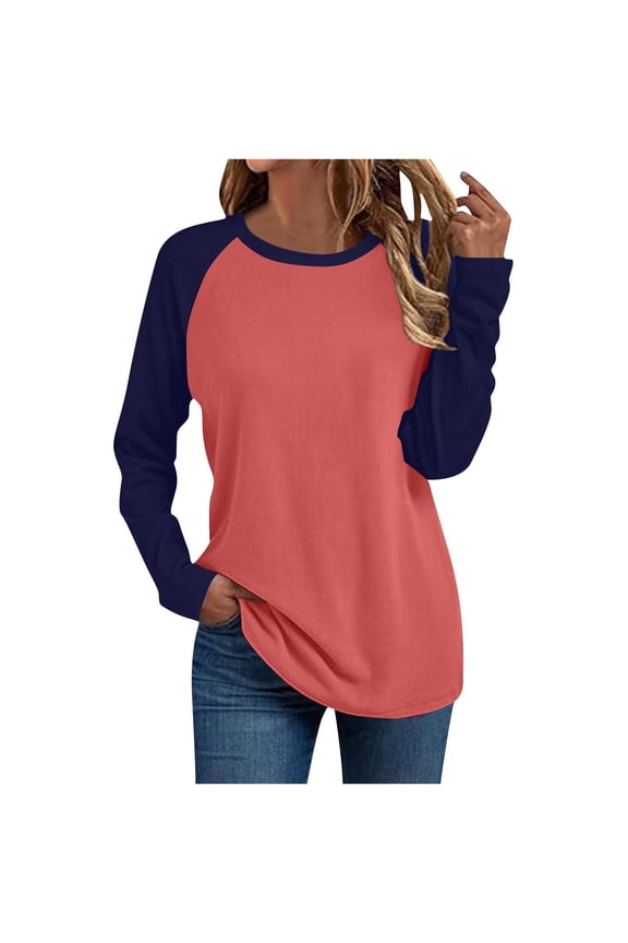 Womens Long Sleeve Shirts Oversized T Shirts Pullover Comfy Crew Neck Tops for Juniors