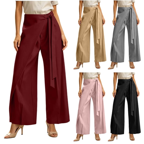 LVHAOGJOB Womens Plus Size Pants Elastic Waist Breathable Wide Leg Length Solid for Women