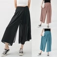thumbnail image 1 of LVHAOGJOB Womens Plus Size Pants Length Wide Leg Breathable Loose Fit Solid Elastic Waist for Women, 1 of 6