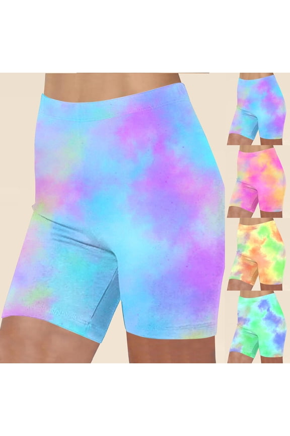 Womens High Waist Shorts Spandex Yoga Shorts Tight Yellow Graphic Plus Size Compression for Ladies