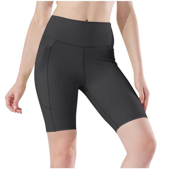 LVHAOGJOB Womens High Waist Shorts Tummy Control Solid Yoga Shorts Spandex Tight Quick Dry for Ladies Black