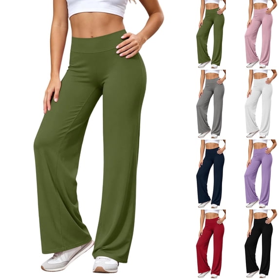 LVHAOGJOB Yoga Pants for Women Stretchy Full Length Leggings Elastic Waisted Workout Ladies Pants