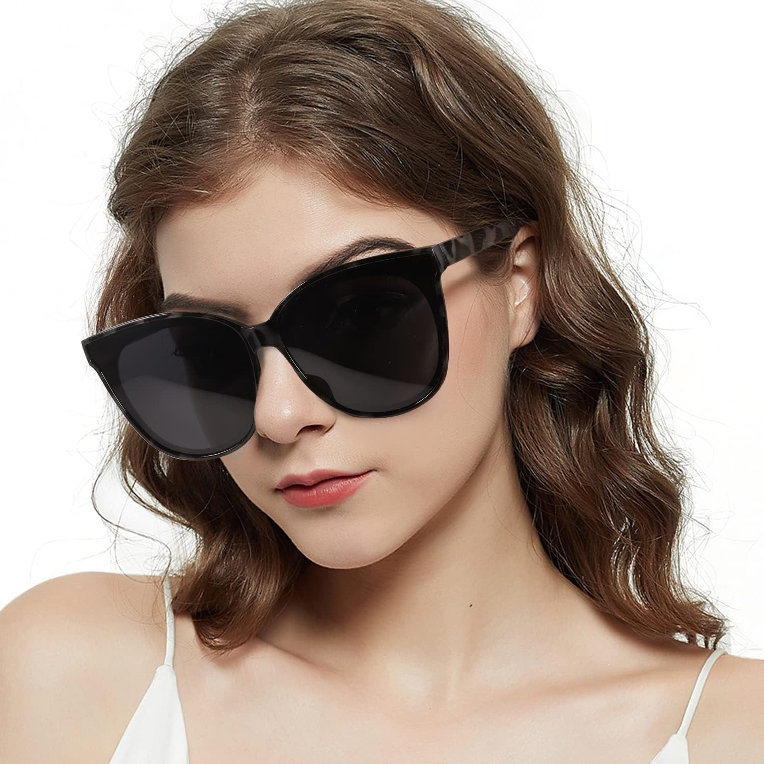 Oversized Cat Eye Sunglasses - UV Protection for Outdoor & Driving. LVIOE Cat Eyes Sunglasses for Women, Polarized Oversized  main image 3