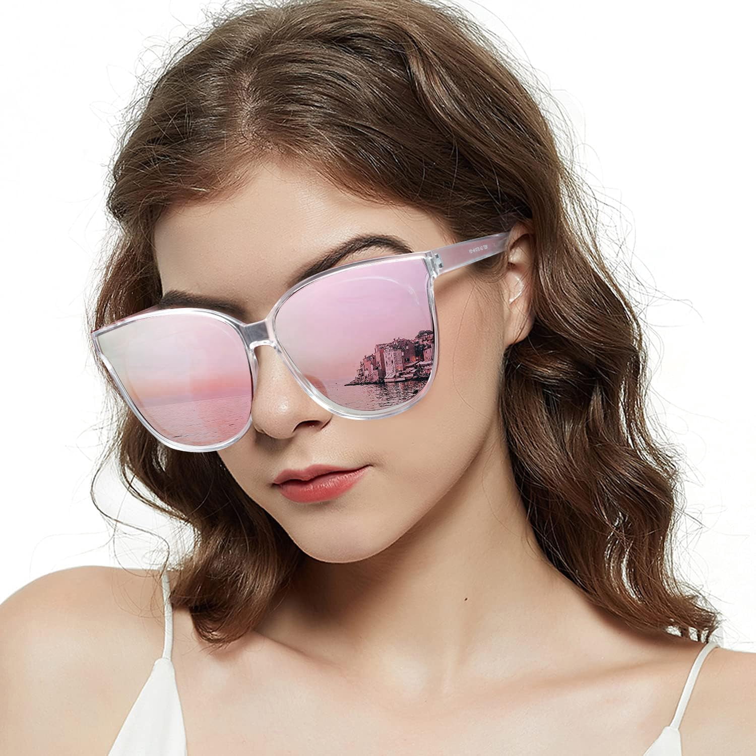 LVIOE Cat Eyes Sunglasses for Women, Polarized Oversized Fashion Vintage Eyewear for Driving Fishing - 99.99% UV Protection