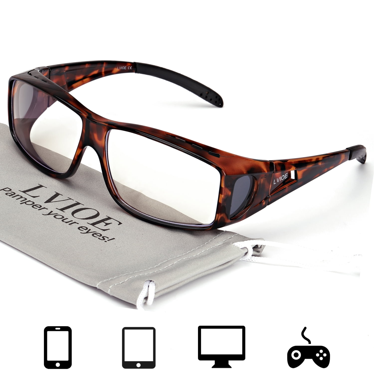 LVIOE Fit Over Blue Light Blocking Glasses and Computer Eyewear Wear Over Prescription Glasses Reading Glasses RX Glasses