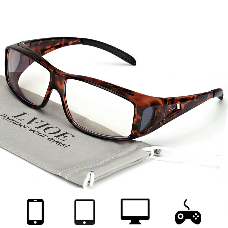 LVIOE Fit Over Blue Light Blocking Glasses and Computer Eyewear Wear Over Prescription Glasses Reading Glasses RX Glasses