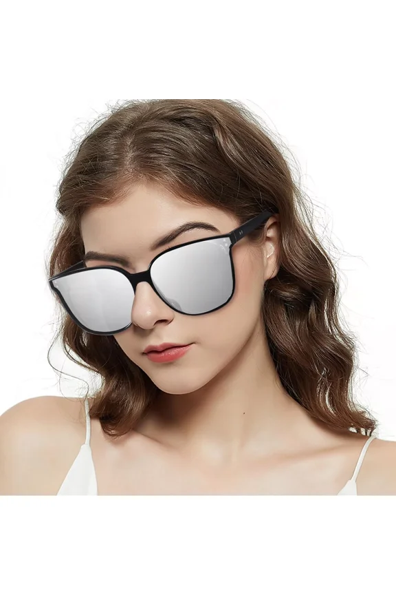 Oversized Polarized Sunglasses for Women Trendy Large Cat Eye UV Protection Shade