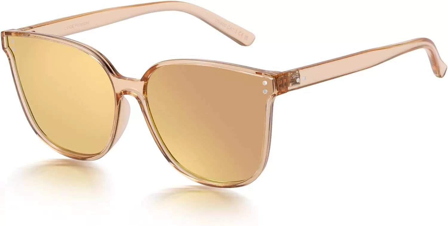 Large Cat Eye Polarized Sunglasses with UV Protection LVIOE Oversized Polarized Sunglasses Large Cat Eye UV 400  main image 2