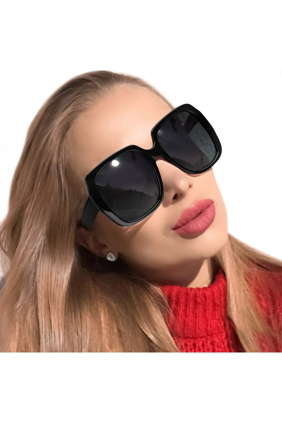 Oversized Square Suglasses for Women Polarized, Fashion Vintage Classic Shades for Outdoor UV Protection