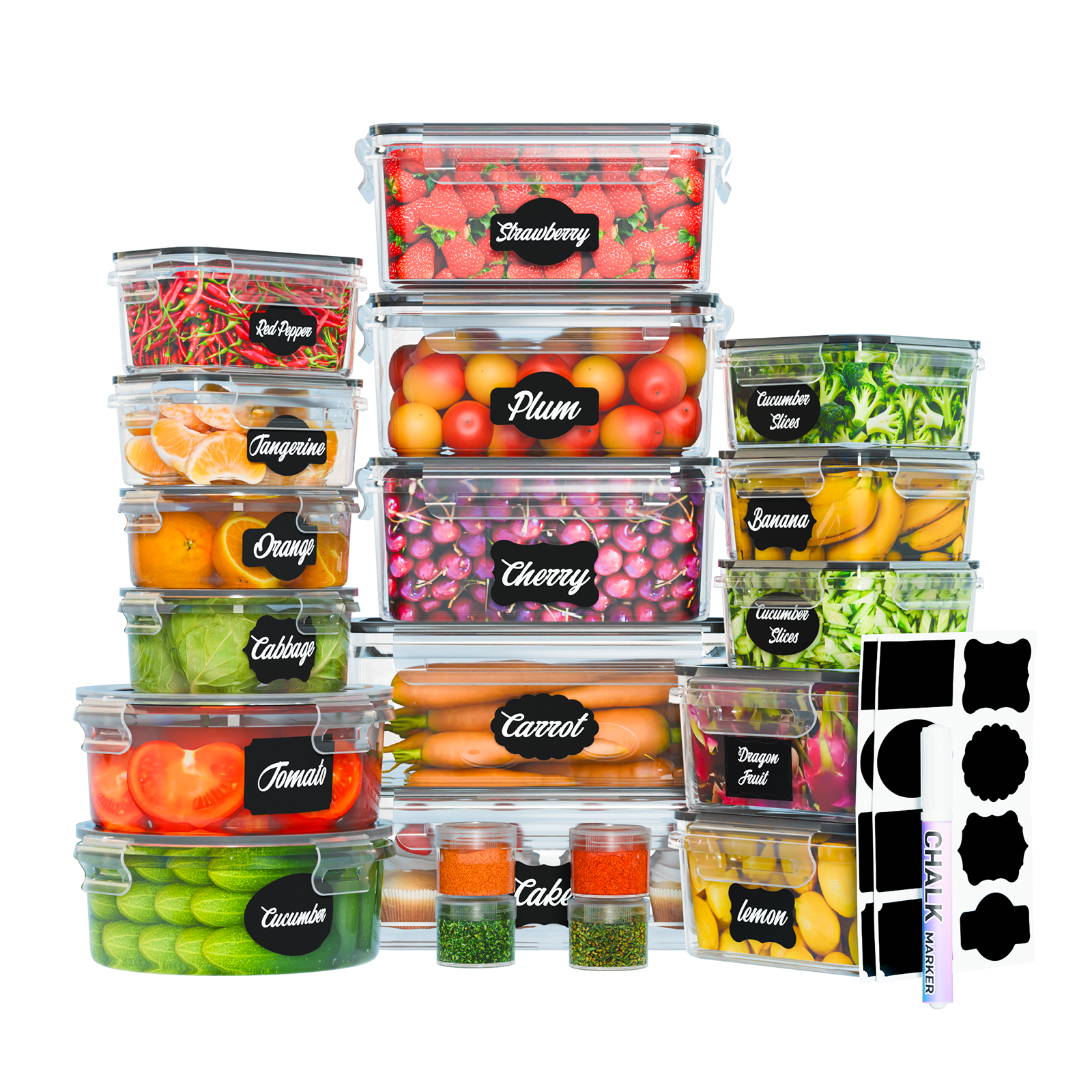 LVL 24 Pcs Food Storage Containers with Lids Airtight- Stackable Kitchen Bowls Set Meal Prep Containers-BPA Free Leak Proof Plastic Lunch Boxes- Freezer Microwave safe (12 Lids + 12 Containers)