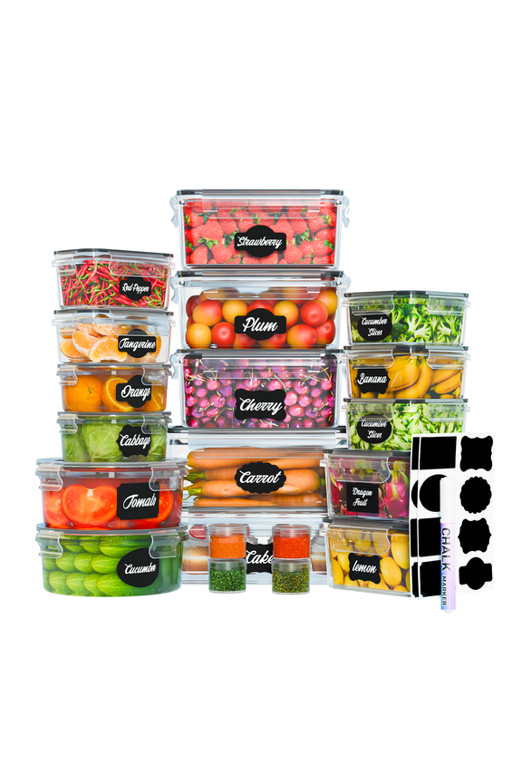 24 Pcs Food Storage Containers with Lids Airtight- Stackable Kitchen Bowls Set Meal Prep Containers-BPA Free Leak Proof Plastic Lunch Boxes- Freezer Microwave safe (12 Lids + 12 Containers)