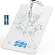 LVL Food Scale, 22lb Digital Kitchen Scale Weight Grams and oz for Cooking Baking, 1g/0.1oz Precise Graduation, Stainless Steel and Tempered Glass (White)