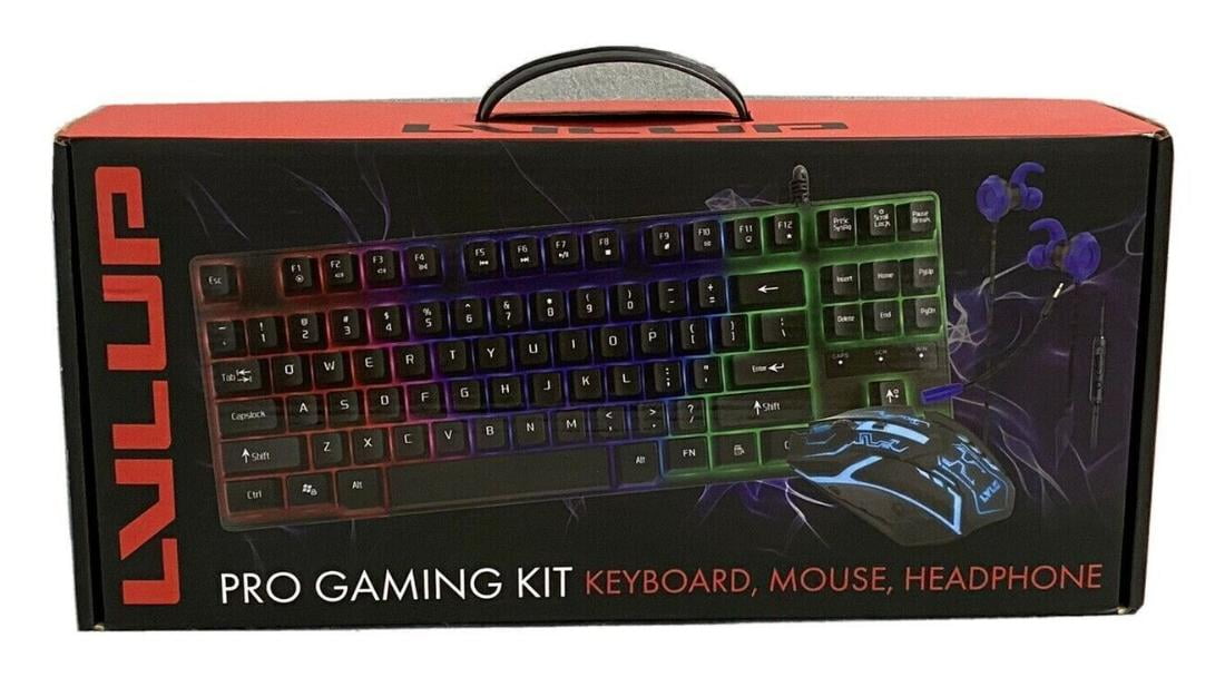 LVLUP Pro Gaming Kit, Includes Keyboard, Mouse & Earbuds