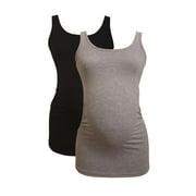 LUVMABELLY LVMA1000 - 2 Pack- 100% premium Cotton - Women Maternity Tank Top 2 piece Set