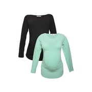 LUVMABELLY LVMA2300 - 2 Pack - 100% premium Cotton - Women Long Sleeve Maternity T-Shirt