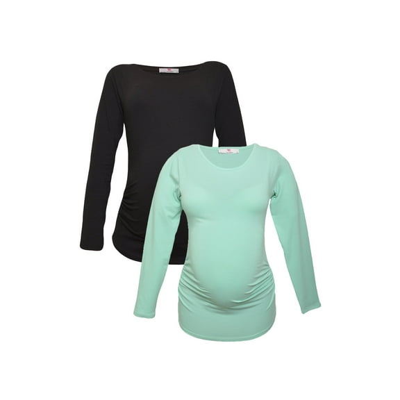 LVMA2300 - 2 Pack - 100% premium Cotton - Women Long Sleeve Maternity T-Shirt