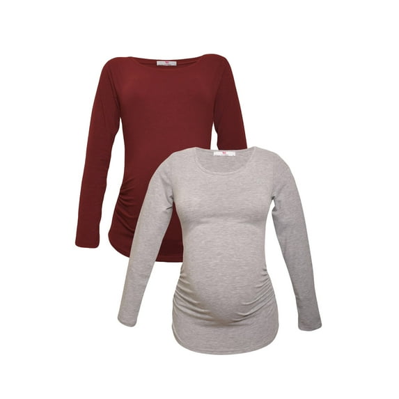 LVMA2300 - 2 Pack - 100% premium Cotton - Women Long Sleeve Maternity T-Shirt