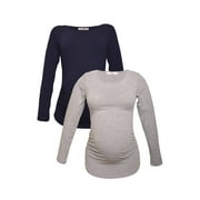 LUVMABELLY LVMA2300 - 2 Pack - 100% premium Cotton - Women Long Sleeve Maternity T-Shirt