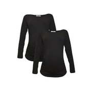 LUVMABELLY LVMA2300 - 2 Pack - 100% premium Cotton - Women Long Sleeve Maternity T-Shirt