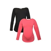 LUVMABELLY LVMA2300 - 2 Pack - 100% premium Cotton - Women Long Sleeve Maternity T-Shirt