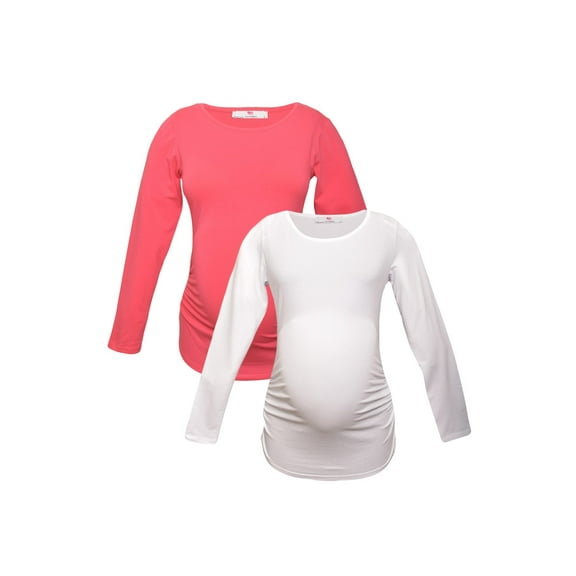 LVMA2300 - 2 Pack - 100% premium Cotton - Women Long Sleeve Maternity T-Shirt