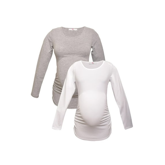 LVMA2300 - 2 Pack - 100% premium Cotton - Women Long Sleeve Maternity T-Shirt