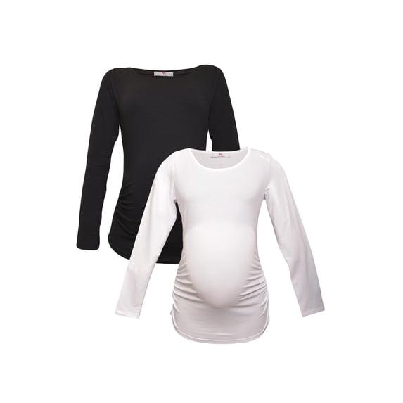LVMA2300 - 2 Pack - 100% premium Cotton - Women Long Sleeve Maternity T-Shirt