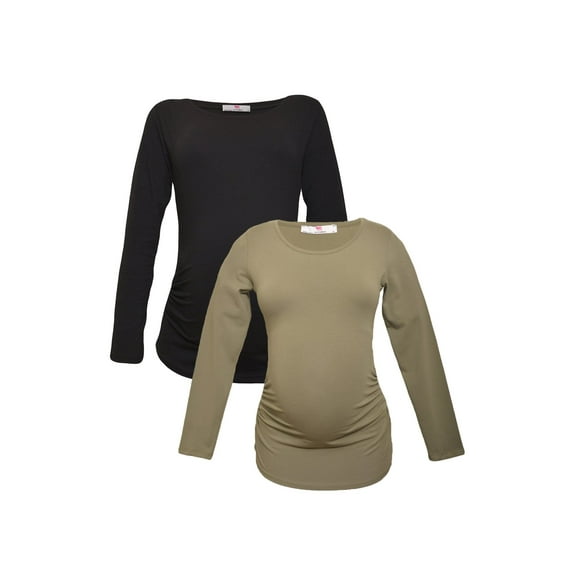 LVMA2300 - 2 Pack - 100% premium Cotton - Women Long Sleeve Maternity T-Shirt