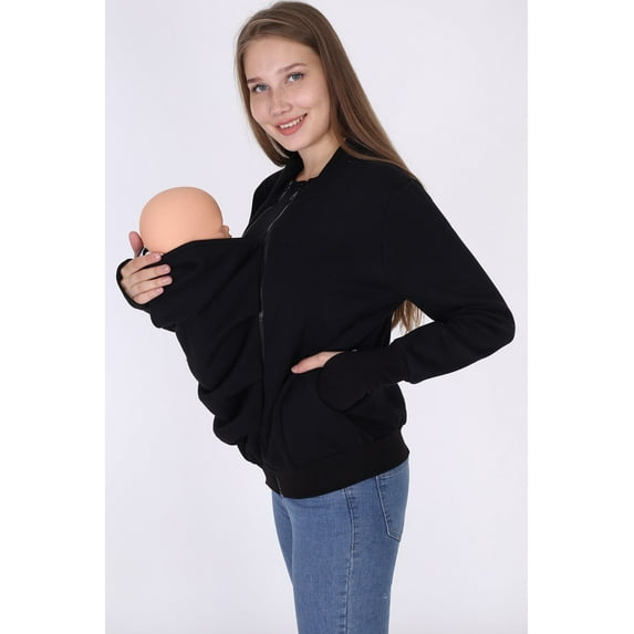 LVMA4501 - Women Maternity Kangaroo Hoodie Sweatshirt for Baby Carriers