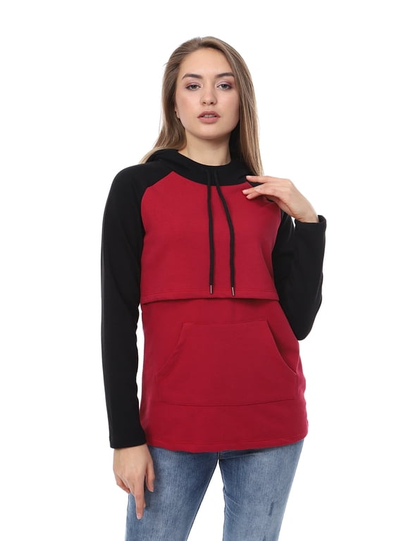 LVMA4520 - Nursing Maternity Hoodie / Sweatshirt Fall Winter Pregnant Breastfeed Casual Full Sleeve Daily Homewear