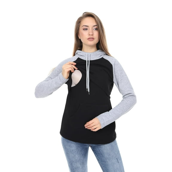 LVMA4520 - Nursing Maternity Hoodie / Sweatshirt Fall Winter Pregnant Breastfeed Casual Full Sleeve Daily Homewear