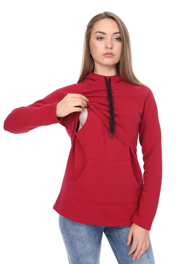 LVMA4520 - Nursing Maternity Hoodie / Sweatshirt Fall Winter Pregnant Breastfeed Casual Full Sleeve Daily Homewear