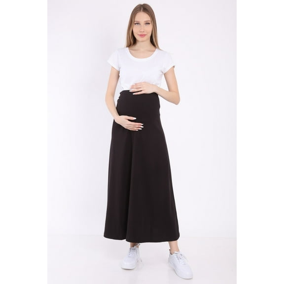 LVMA9030 - Womens Maternity Maxi Length Skirt Stretch with Waistband