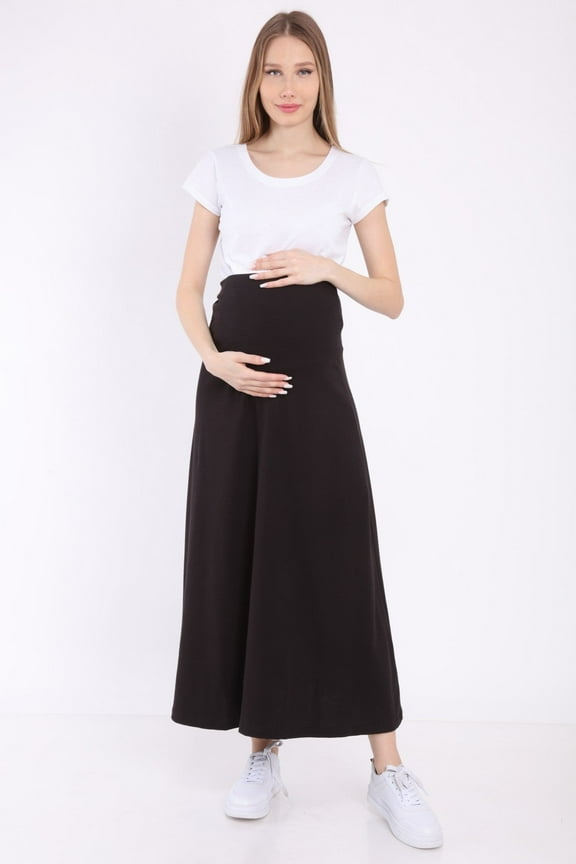 LVMA9030 - Womens Maternity Maxi Length Skirt Stretch with Waistband