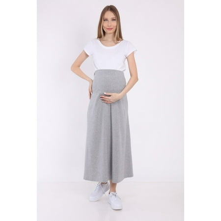 LVMA9030 - Womens Maternity Maxi Length Skirt Stretch with Waistband