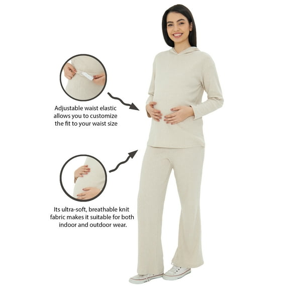 LVMA9612 - Women's Chic Comfort for Moms-to-Be 2 Piece Maternity Sweatsuit