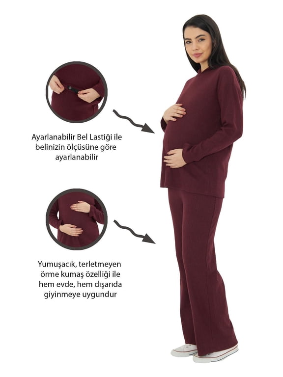 LVMA9616 - Women's Chic Comfort for Moms-to-Be 2 Piece Maternity Sweatsuit
