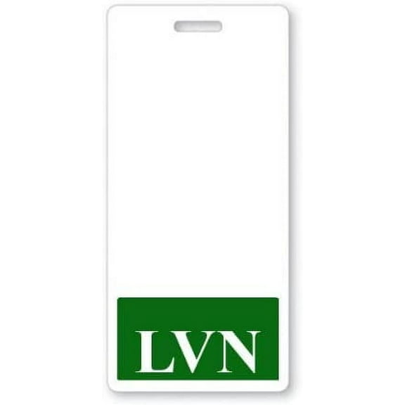 LVN Badge Buddy - VERTICAL - Heavy Duty Spill Proof & Tear Resistant Cards - Double Sided- Quick Role Identifier ID Buddies for Licensed Vocational Nurses - by Specialist ID (Green)