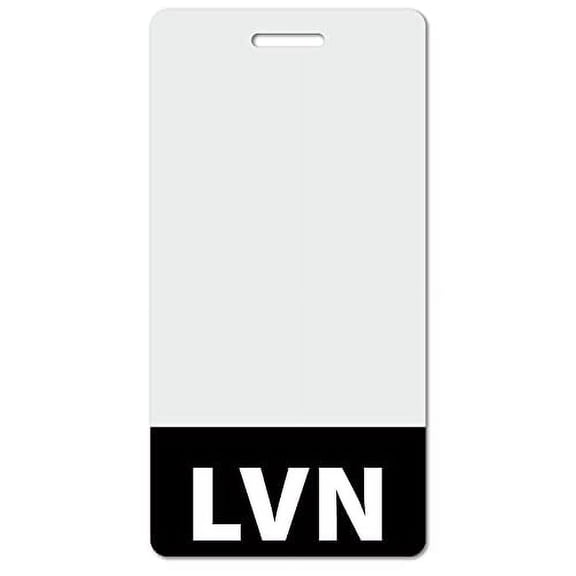 LVN Heavy Duty Vertical Black (100 pack) - Spill & Tear Proof Cards - 2 Sided USA Printed Quick Role Identifier ID Tag Backer by BadgeZoo