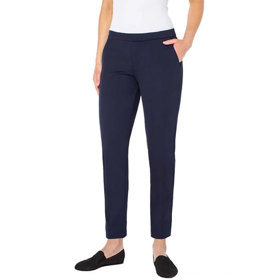 LVPL Ladies' Pull-On Mid-Rise Trouser Pants, Navy, 14/32