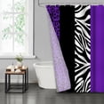 thumbnail image 1 of LVRLVR 1/4 Pcs Wild Animal Leopard Print Fabric Shower Curtain Rug Set - Zebra Print Bath Mat Bathroom Decoration, Red and Black, 70.8" × 70.8", 1 of 5