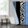 thumbnail image 1 of LVRLVR 1/4 Pcs Wild Animal Leopard Print Fabric Shower Curtain Rug Set - Zebra Print Bath Mat Bathroom Decoration, Red and Black, 70.8" × 70.8", 1 of 8