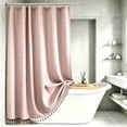 thumbnail image 1 of LVRLVR 1Pc Diamond Jacquard Shower Curtain Set, Heavyweight Polyester, Tassel & Hookless 2 Styles, Bathroom Curtain with Liner or Hooks, 1 of 8