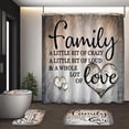 thumbnail image 1 of LVRLVR Distressed Wood Family Heart Slogan Print 4 Pcs Bathroom Set, Polyester Shower Curtain with High Elastic Sponge Mats & C-shaped Plastic Hooks, 70.8×70.8 Inch, 1 of 8