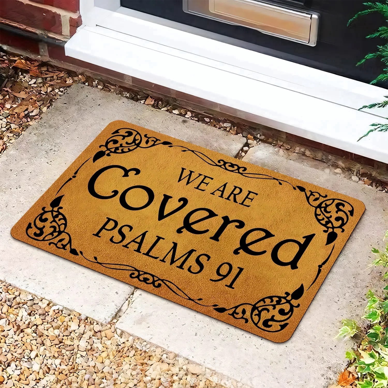 Mat Lettering LVRLVR Vintage Border Lettering Doormat, Rubber Non-Woven Entry Floor ...